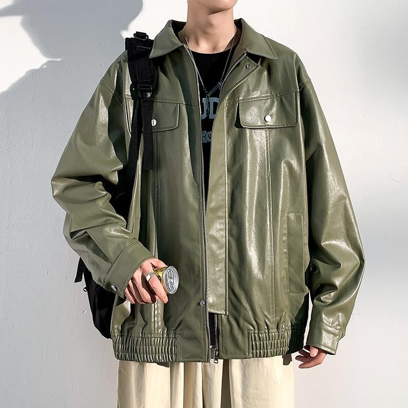 Кожаное мужское весенне-осеннее новое повседневное свободное мужское верхнее пальто — фото 7
