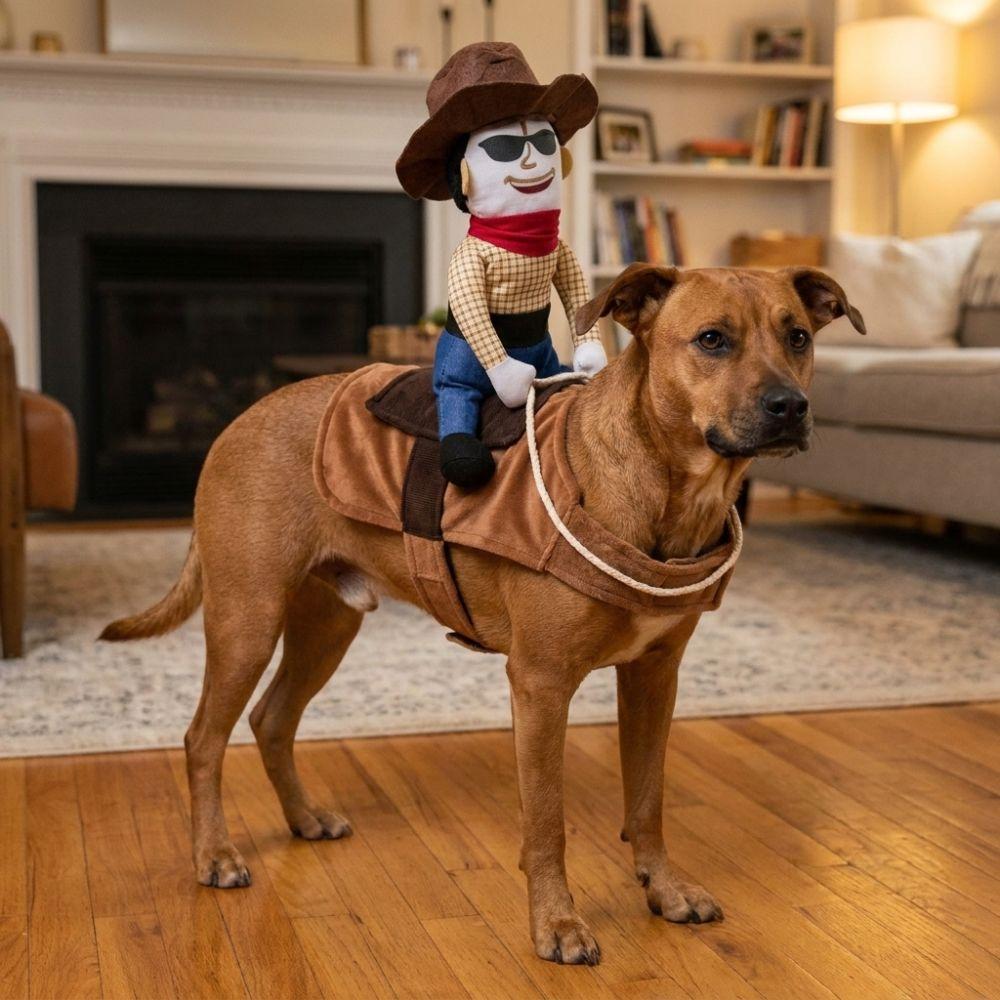 Adjustable Dog Riding Denim Clothing Novelty Cat Party Dressed Up Halloween Dog Clothes Gift