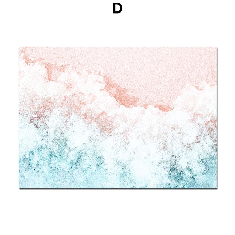 Summer Sea View Wall Art Canvas Painting Beach Scenery Posters Flamingo Flower Starfish Wall Pictures For Living Room Decor
