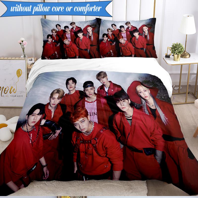 K-pop Group Stray 3pcs K-pop Music Group Bedding set,Ideal for Bedroom, Dormitory,Including Duvet Cover And 2pcs Pillowcases,Fan Gifts