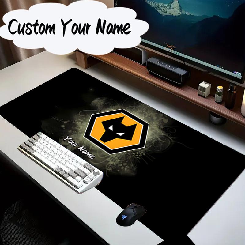 Custom Name Mouse Pad Flaming Wolves Emblem Wanderers Mouse Pad Desk Mat, Non-Slip Rubber Backer Pad For Computer Notebook Gaming Mouse Pad Gift