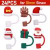6-60pcs Christmas Silicone Straw Tips Drinking Dust Cap Splash Proof Plugs Cover Cup Accessories 8-10mm Straw Sealing Tools