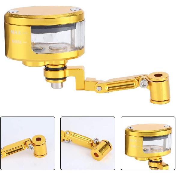 Qiilu Brake Oil Cup, Front Brake Fluid Reservoir CNC Aluminum Motorcycle Motorcbike Oil Cup Set Fit for ZX 6R 9R 10R(Gold)