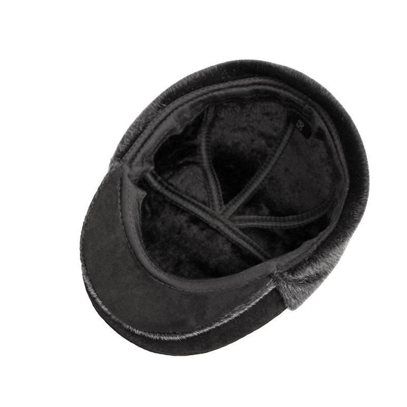 Beret Hat Men's Winter Velvet Thick Ear Protection Warm Beret Outdoor Windproof Cold-Proof Middle-Aged Elderly Men's Cap