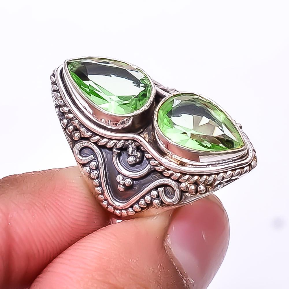 

Кольцо Бали из стерлингового серебра 925 пробы с зеленым аметистом S.6 R_9454_287_34