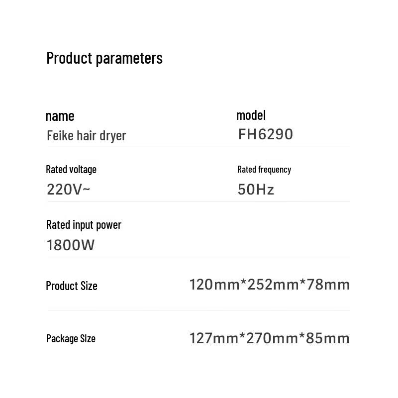 FLYCO FH6290 Ionic Hair Dryer CN plug (adapter included)