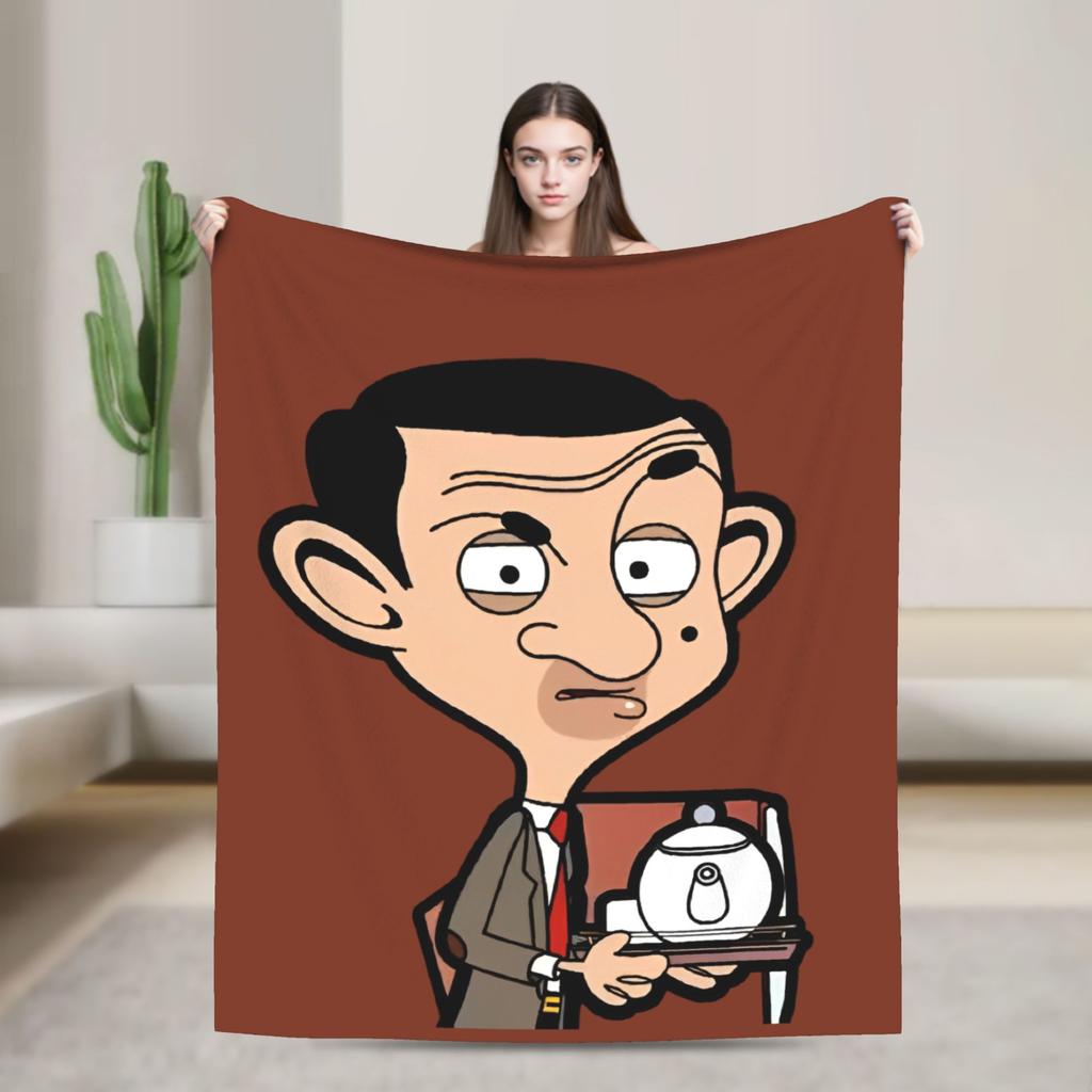 Mr. Beans Teddy Bear Blankets Fleece Spring/Autumn Cartoon Multifunction Soft Throw Blanket For Bedding Travel Bedding Throws