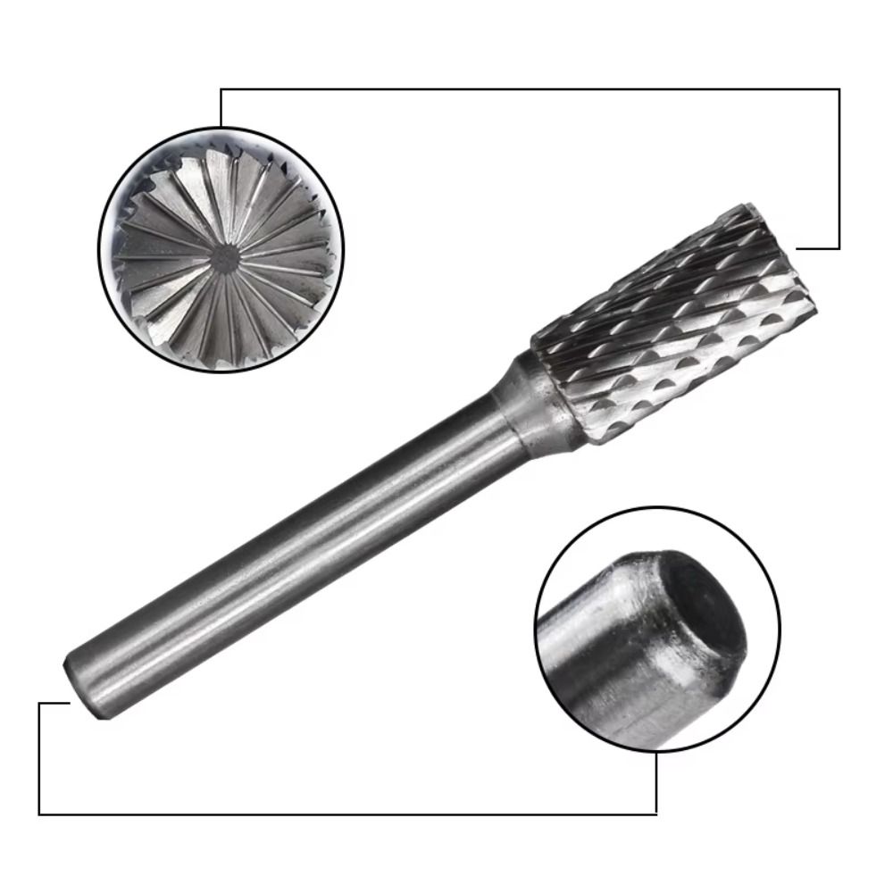 8pcs/set Precision Rotary Cutter File 6mm Shank Rotary Burr Set Double Cut Rotary Burr File  Metal