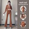 Women's Premium 3-Piece Yoga Suit: 2024 High-Waist Micro Flare Pants for Advanced Sports, Fitness & Pilates