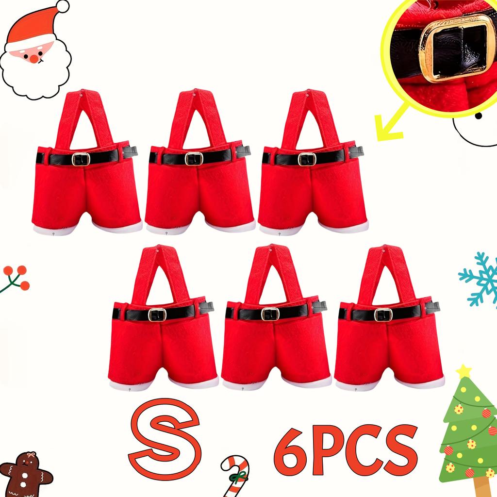 1/6pcs Santa Claus Pants-Shaped Candy Bags Festive Holiday Treats Bags for Christmas New Year Decor Party Favors Gifts Packing
