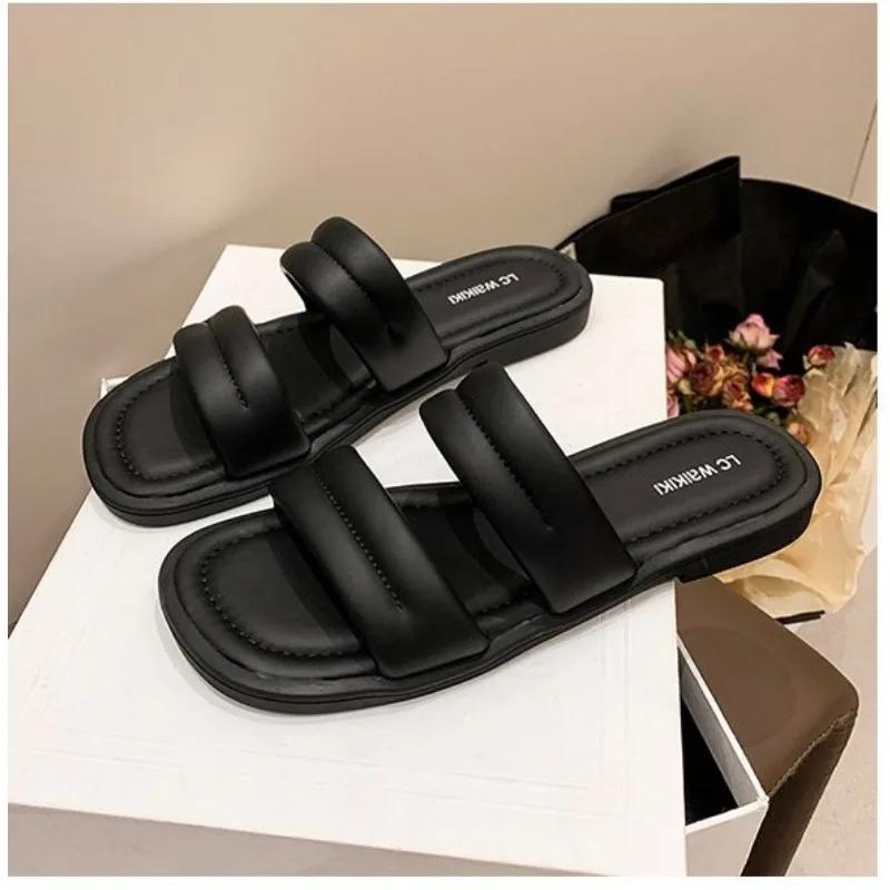 Fashion Summer Fashion Slip-on Casual Outdoor Beach Women Flip Flops Designer New Soft Bottom Leather Women's Slippers Shoes