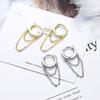 Creative Gold Double Layer Stainless Steel Chain Hoop Earring for Women Charm Long Tassel Drop Dangle Earring Jewelry Gift