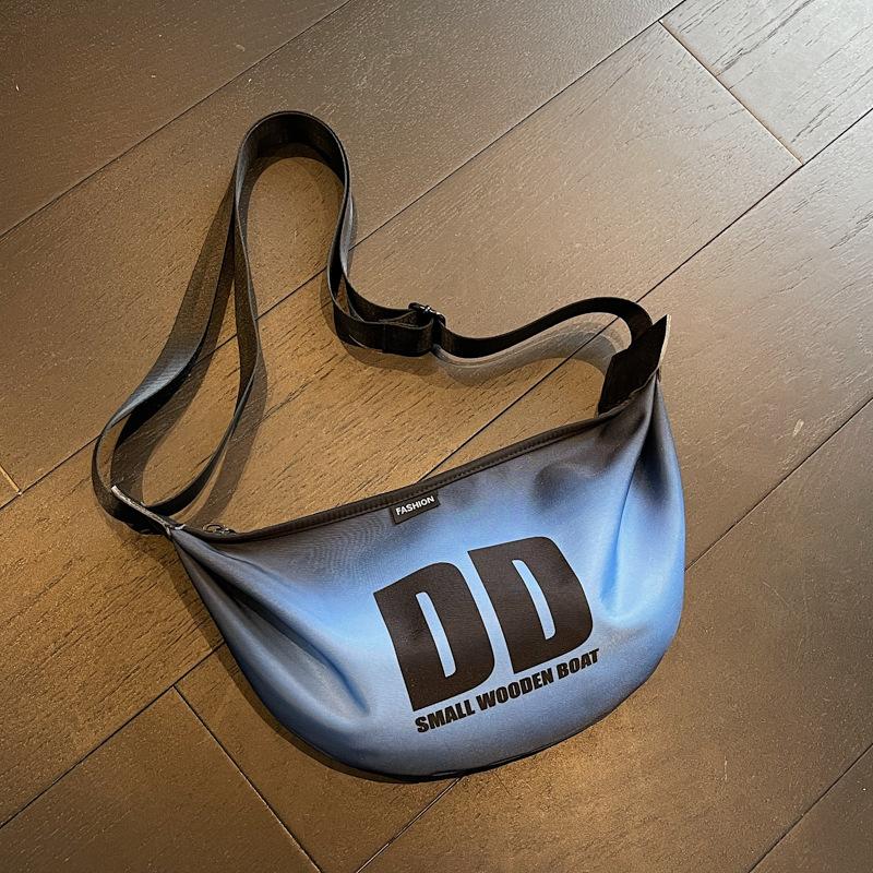 

Trendy brand printed bag women s new versatile personalized shoulder bag nylon cloth sports breast bag crossbody dumpling bag синий