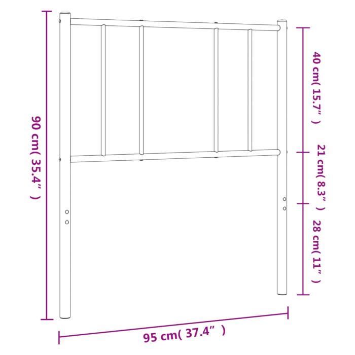VidaXL Black Metal Headboard 90 Cm 352508