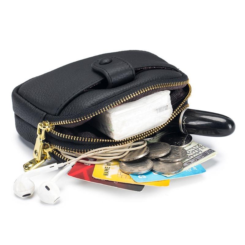 New Mini Change Bag Women's Leather Large Capacity Double Zipper Storage Bag Multi-functional Small Wallet Clutch Bag