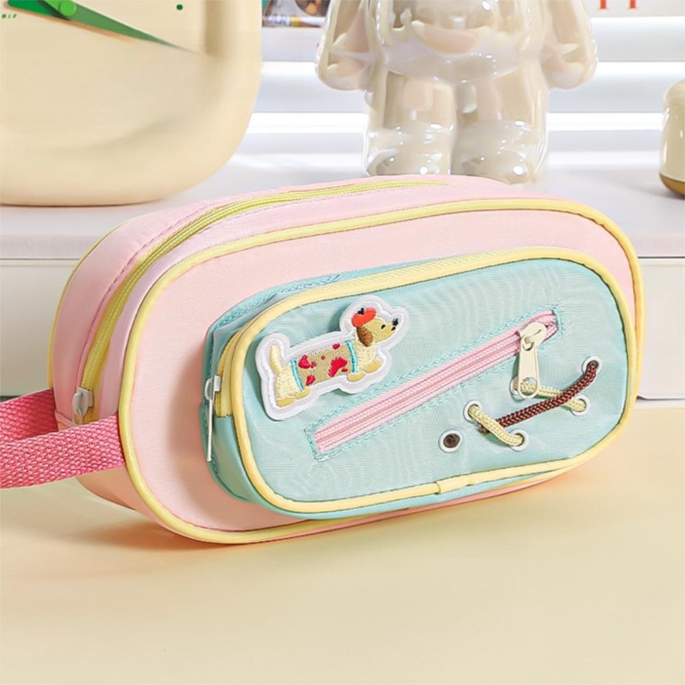 Large Capacity Pen Bag Hand-held Pencil Bags Dopamine Contrast Pencil Case  School Office Supplies