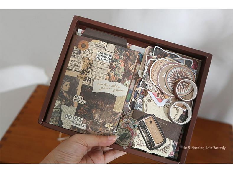 Yihe Retro Journal Gift Set: High-Value Stickers, Memo Pads, and DIY Literary Journal Book.