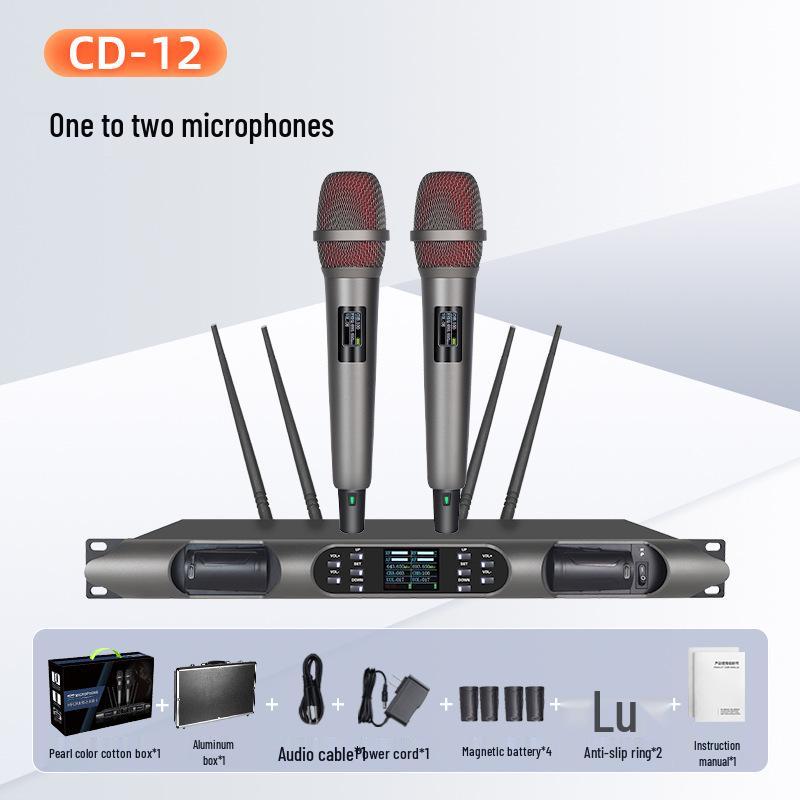 Professional True Diversity Wireless Microphone with Magnetic Charging, One-Button Disinfection, and 200m High-Quality Sound Range