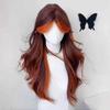 Synthetic Punk Style Long Wavy Curly hair Wig brown red Highlight orange Cosplay Lolita Wigs with Bangs for Women