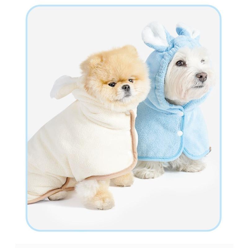 Toalla para Perro de Coral Suave Transpirable Absorbente Bata de Baño para Mascotas Bata para Cachorro Secado Rápido Ropa para Perros para Razas Pequeñas