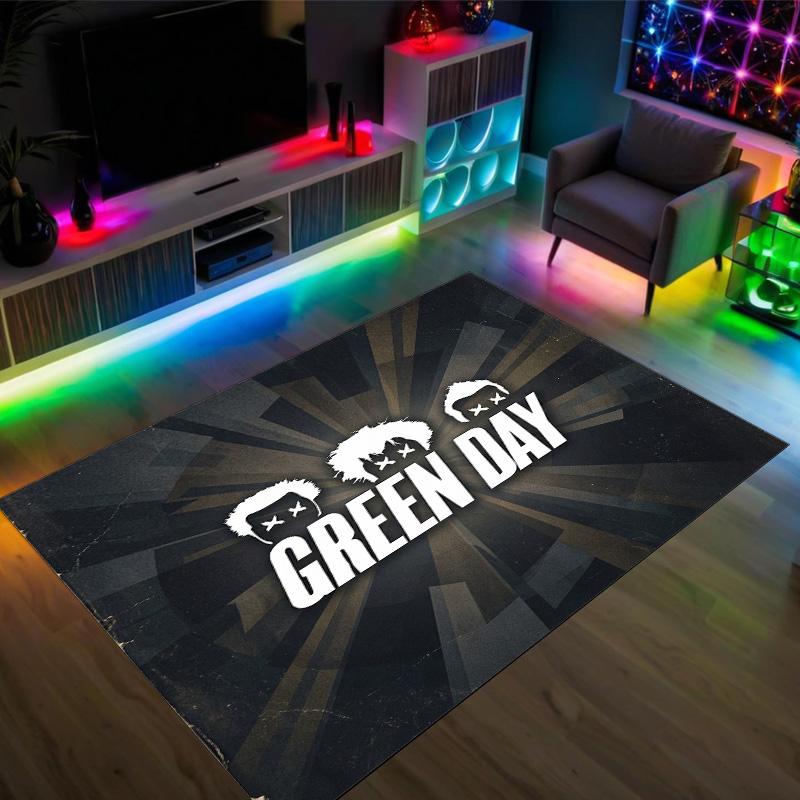 Green Day Design Kristall Samt Teppich Gemütlich Nicht?Rutschfester Teppich mit Aufdruck für Schlafzimmer Wohnzimmer Eingang