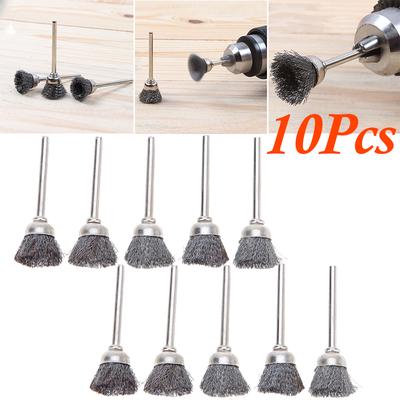 Automotive Wire Brush Set Brushes Brass Silver Aerospace Plant Maintenance Foundry 10Pcs Wheel Grinder Drill Stainless Steel