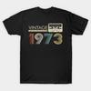 Men Black Print T-shirt Vintage 1973 Limited Cassette No-Cut Transfer Paper Print Cotton Tshirt