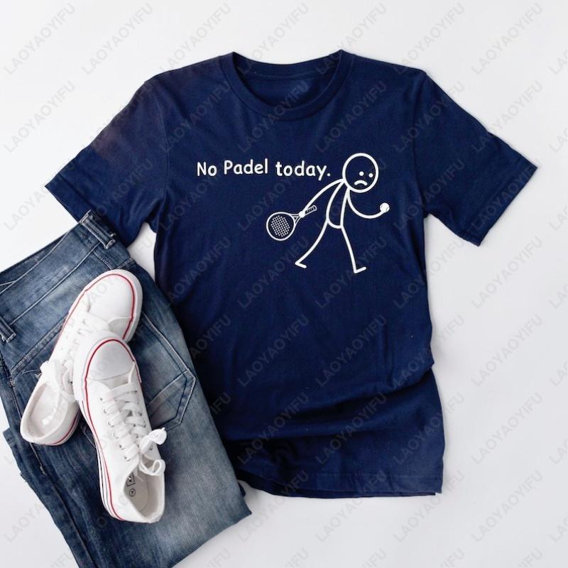 No Padel Today Fun Doodle Style Printed Unisex Cotton TShirt Paddle Tennis Gift for Him Creative Unique Trend Sport Casual Tops