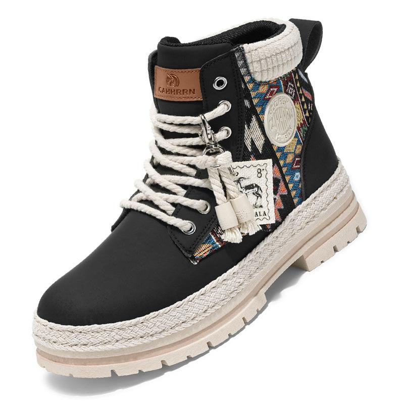 

Martin boots autumn and winter new high-top splicing non-slip work breathable casual straw thick-soled tooling boots trendy men s shoes 44