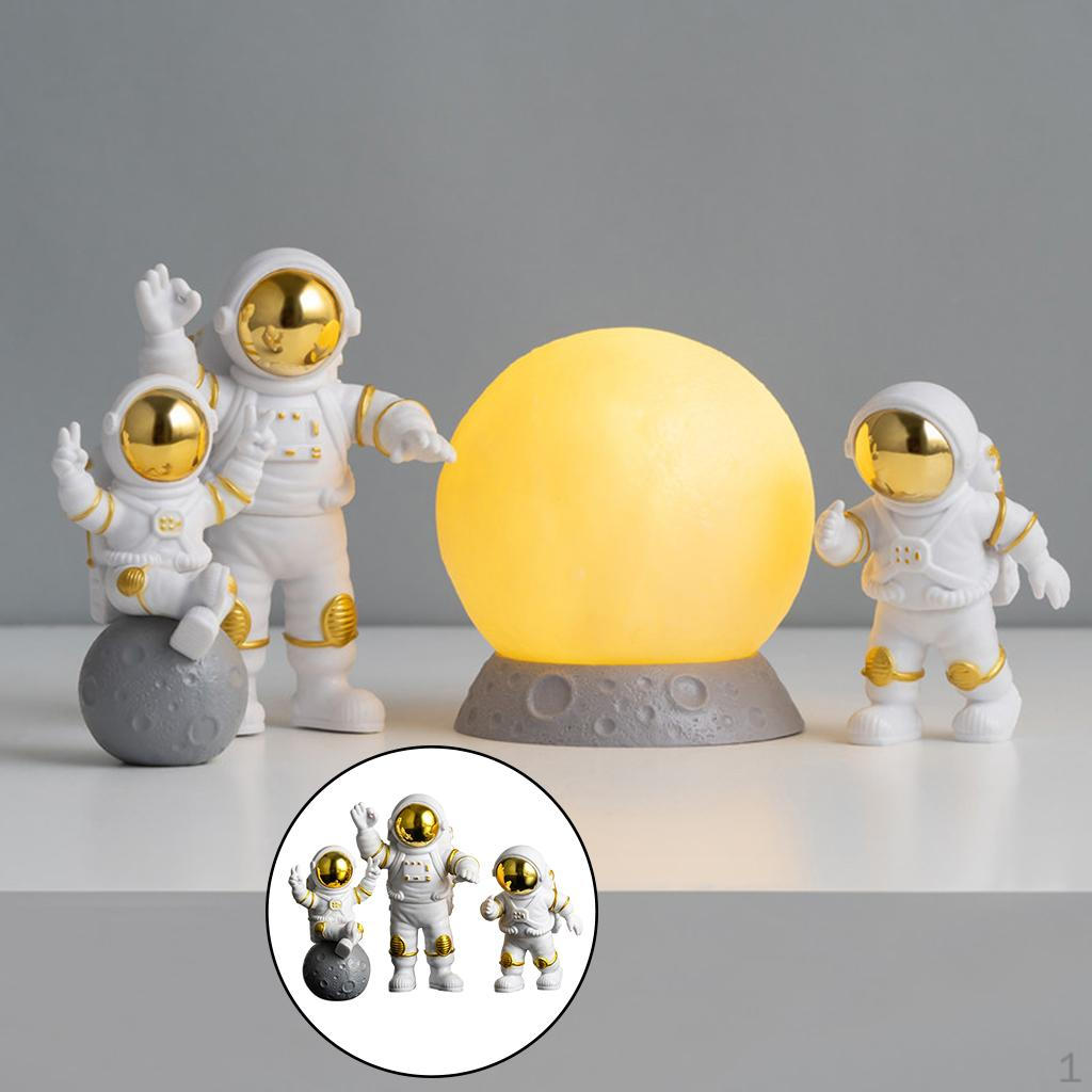 3 Astronaut Action Statue Ornament, Lounge Sculpture Decorations for