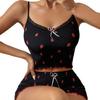 Ribbed Lace Pajama Set: Sexy Sleeveless Top & Shorts for Women