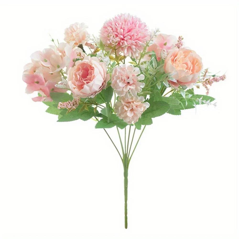 Multicolor Artificial Hydrangea Flowers Silk Petals DIY Simulation Peony Dandelion Bouquet Photo Props Accessories