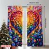Set Of 2 Flat Printing Party Window Curtains Vibrant Heart Rainbow Balloons Digital Printed Polyester Drapes Birthday Made