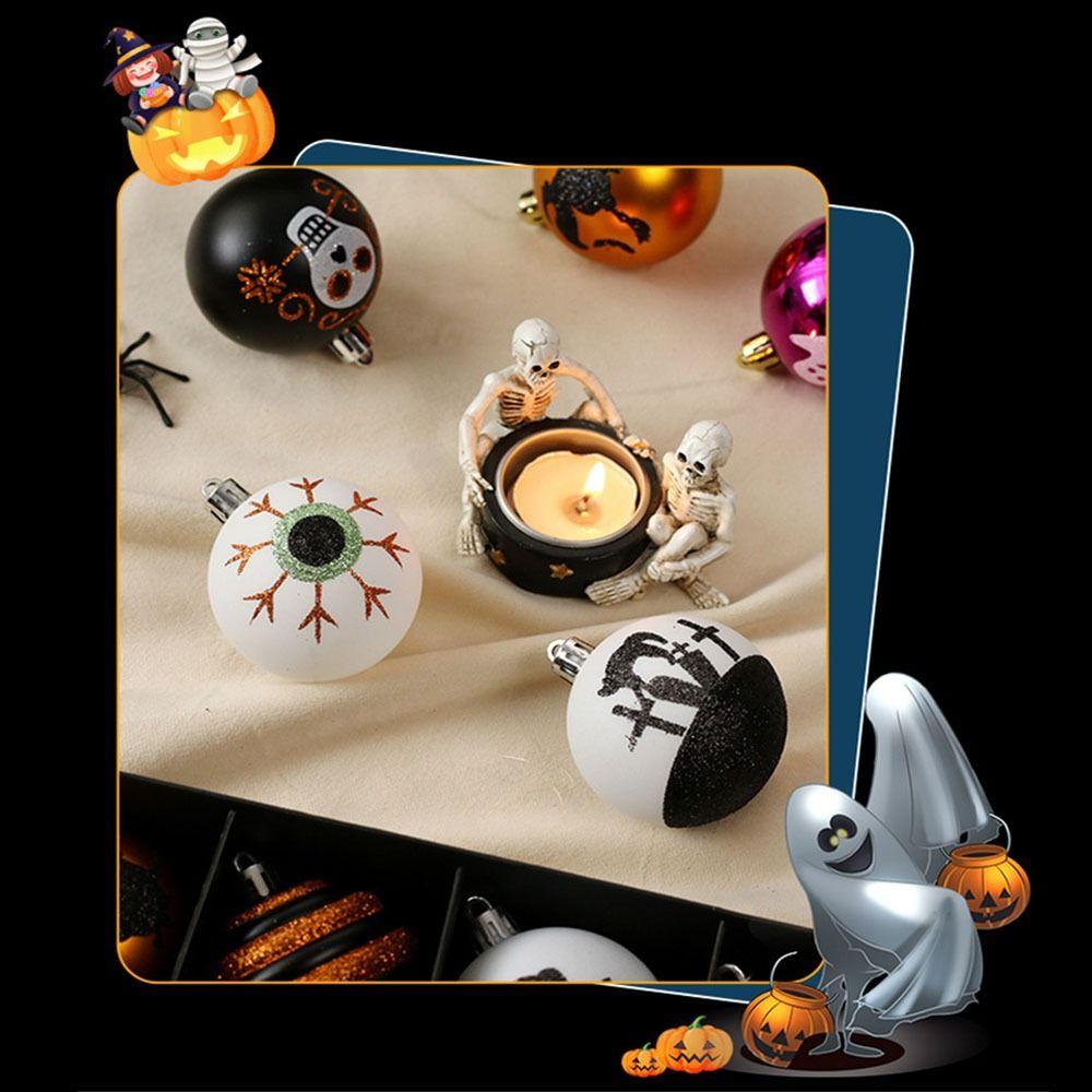 16Pcs/Set Painted Halloween Hanging Ball Pendant Plastic Tree Pendant Ornament Tree Hanging