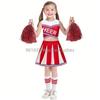 Women Girl Cheerleading Costume Sleeveless Dress Hand Flower With Stockings Dance Costume Set Schoolgirl Cheerleading Dance Suit