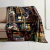 Coperta Morbida Estetica per Amanti dei Libri Gatto Gufo Biblioteca Academia Decorazione per Lettura Accogliente Coperta in Peluche per Divano Divano Regalo per Studenti
