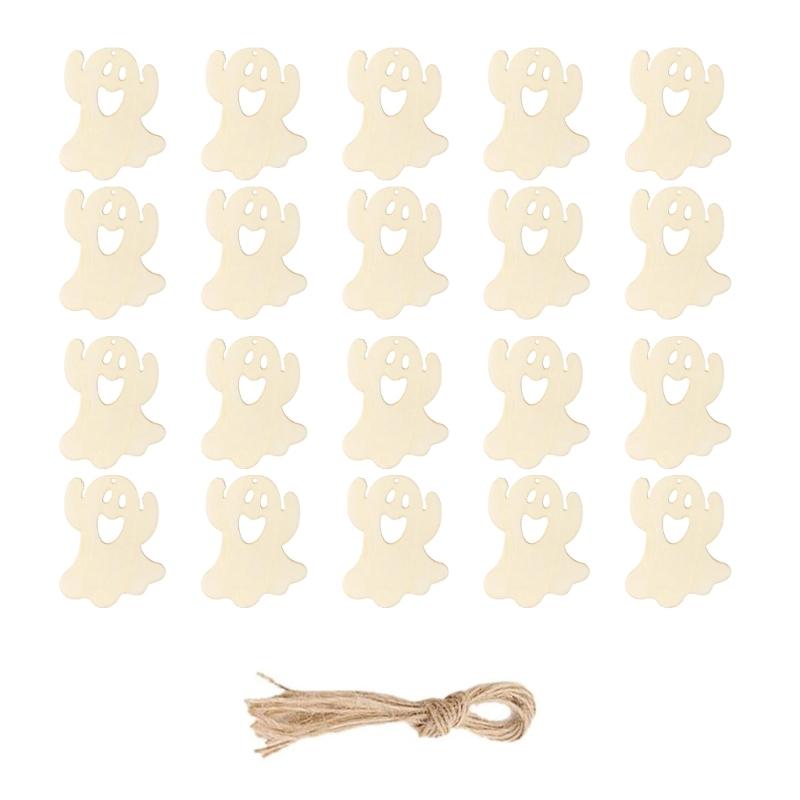 20PCS Handmade Wood Hanging Halloweens Decorations Easy Assembly Holiday Craft Project for Kids Adults