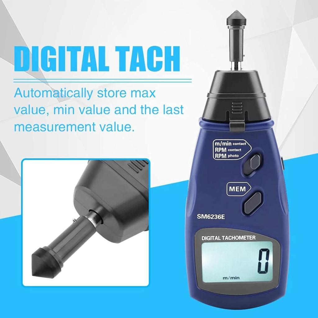 Digital Tachometer DT6236E Digital Tachometer Non Photo Tachometer 5 Digits 18 Mm RPM Tach LCD Rotation Meter Tester
