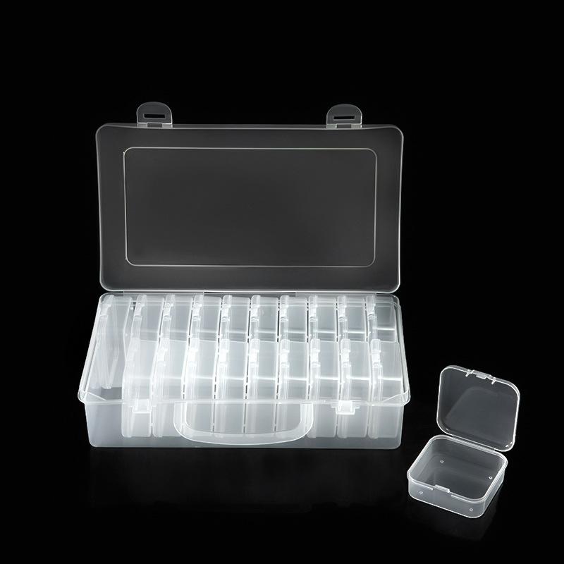 Set Box (20) Transparent Storage Box Handmade Rice Beads Diamond Painting Sealed Storage Box Independent Grid Plastic Box