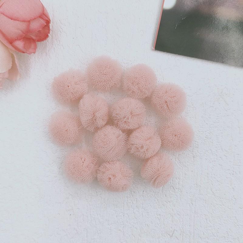 1,5 cm Doppelfarbiges Elastisches Netzblumen-Pompon-Spitzen-Haarschmuck, DIY Koreanischer Stil