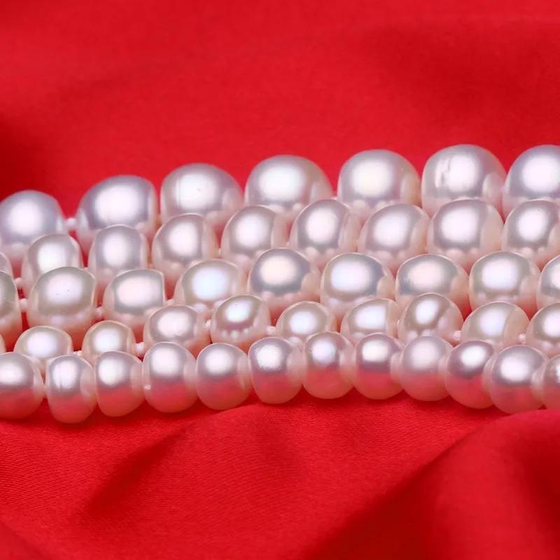 Dainashi Top Quality AAAA High Luster 6-11mm Natural Freshwater Pearl Necklace For Women Wedding Gift, 45cm 925 Silver Clasp
