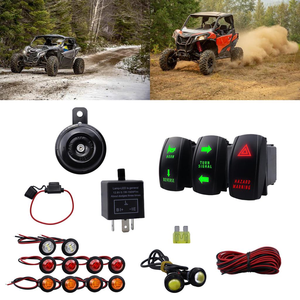 Universal Light Turn Signal Switch + Flasher Relay + Horn Replacement for Motorcycles ATV UTV Golf Cart