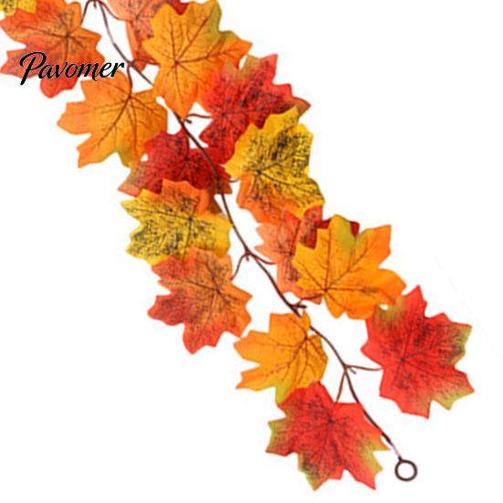 Thanksgiving Home Decor Artificial Fall Maple Leaf Garland, Autumn Foliage Hanging Vine, Flexible Decorative Vines Reusable Harvest for Fireplace