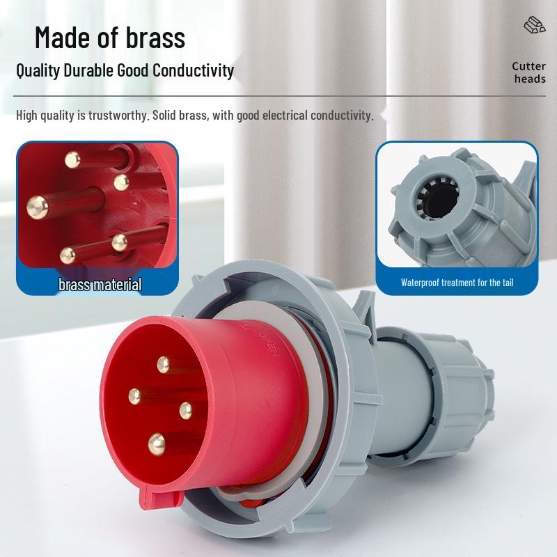 Waterproof Industrial Socket & Plug Aviation Connector, 16A/32A Male/Female