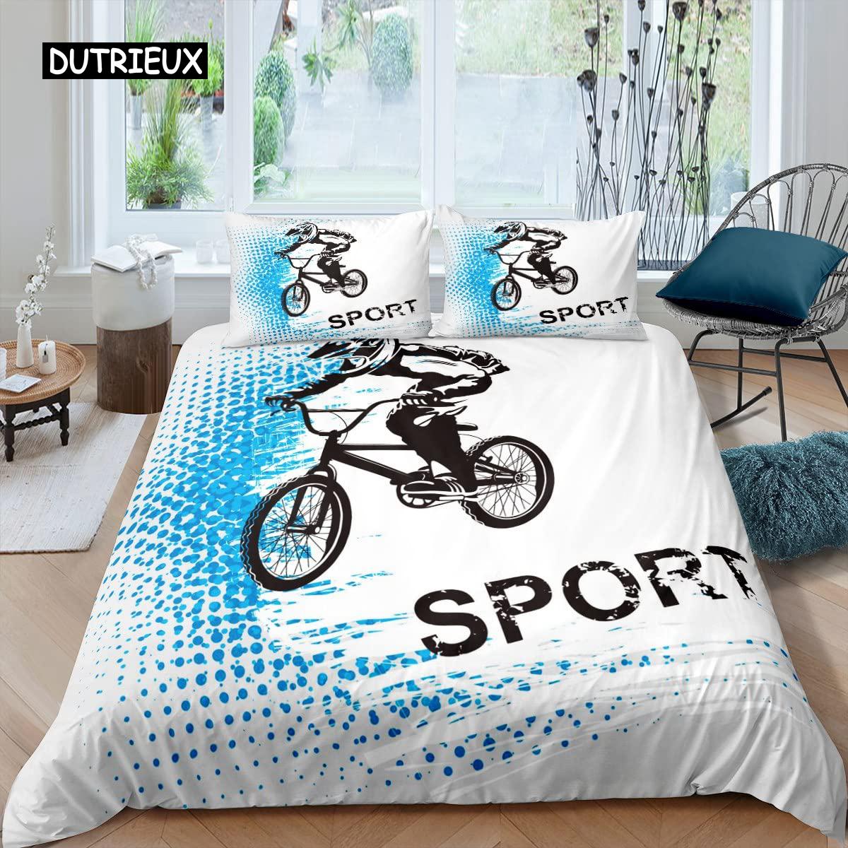 

Bicycle Bedspread Cover Kit Cozy Microfiber Fabric Mountain Bike Comforter Cover Sport Game Tie Dye Design King Size Size 2/3pcs Single Size Bed EU single(135x200cm)