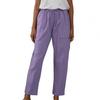 Purple Lady Casual Trousers Drawstring Elastic Waist Cotton Linen Women Trousers Straight Ankle Length Women Oversize Pants 4XL
