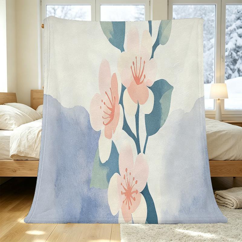 Non-Shedding Floral Flannel Fleece Blanket - Soft Warm Cozy Throw for Home, Christmas, Halloween, Movie Nights & Daily Decor.