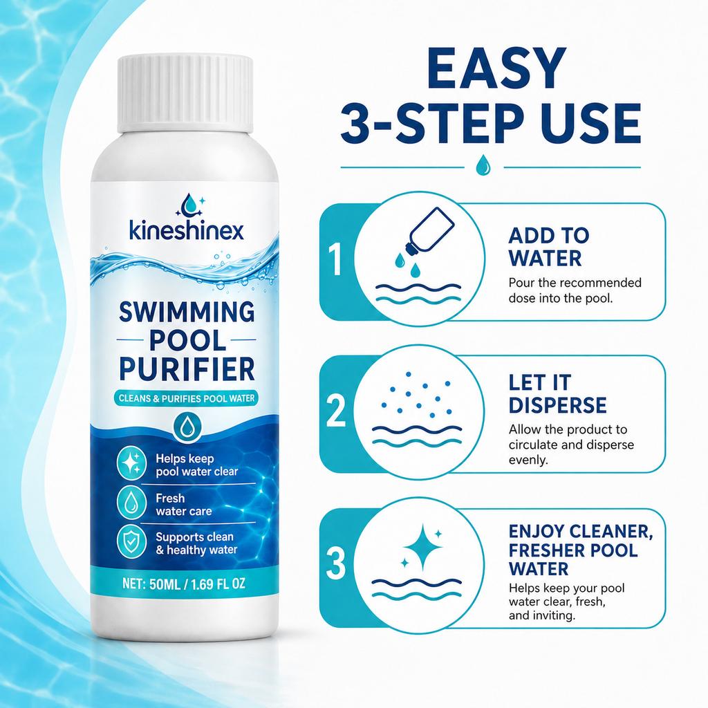 Purificatore Acqua Piscina 50ml, Chiarificante Piscina, Mantiene l'Acqua Cristallina, Cura Estiva per Piscine e Spa all'Aperto