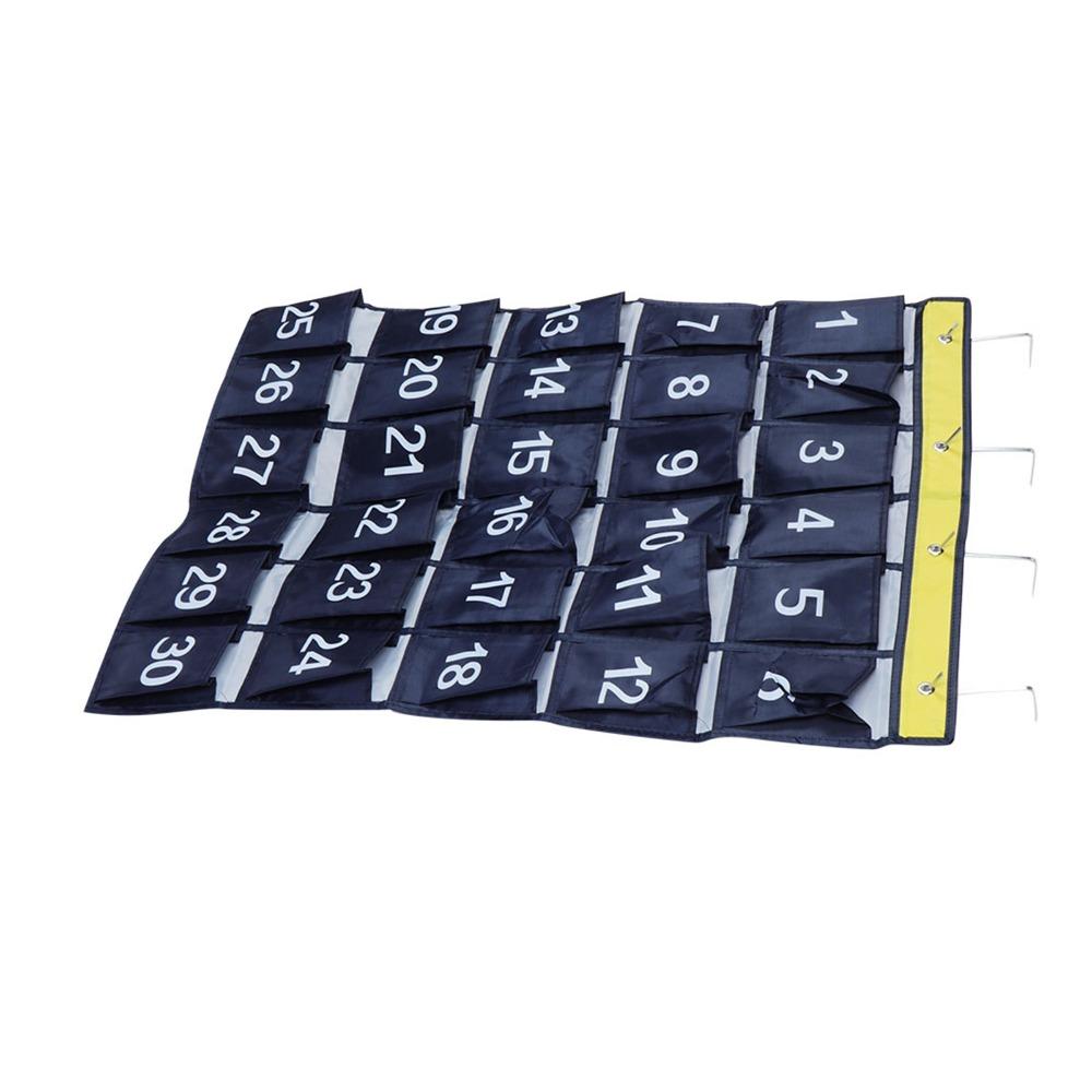 30 Pockets Hanging Organizer Navy Blue Phone Holder Wall Hanging Storage Bag Classroom