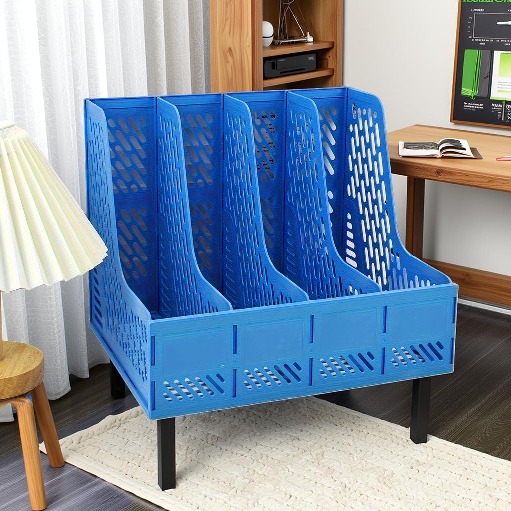 Splicable Plastic Desktop File Rack Vertical A4 Document Holder Multi-grid Magazine Organizer Office Stationery Storage